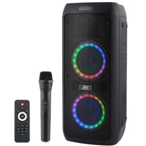 Boxă Portabilă 800W cu Bluetooth, Lumini LED RGB și Microfon Wireless – Sistem Audio Karaoke cu Telecomandă pentru Petreceri