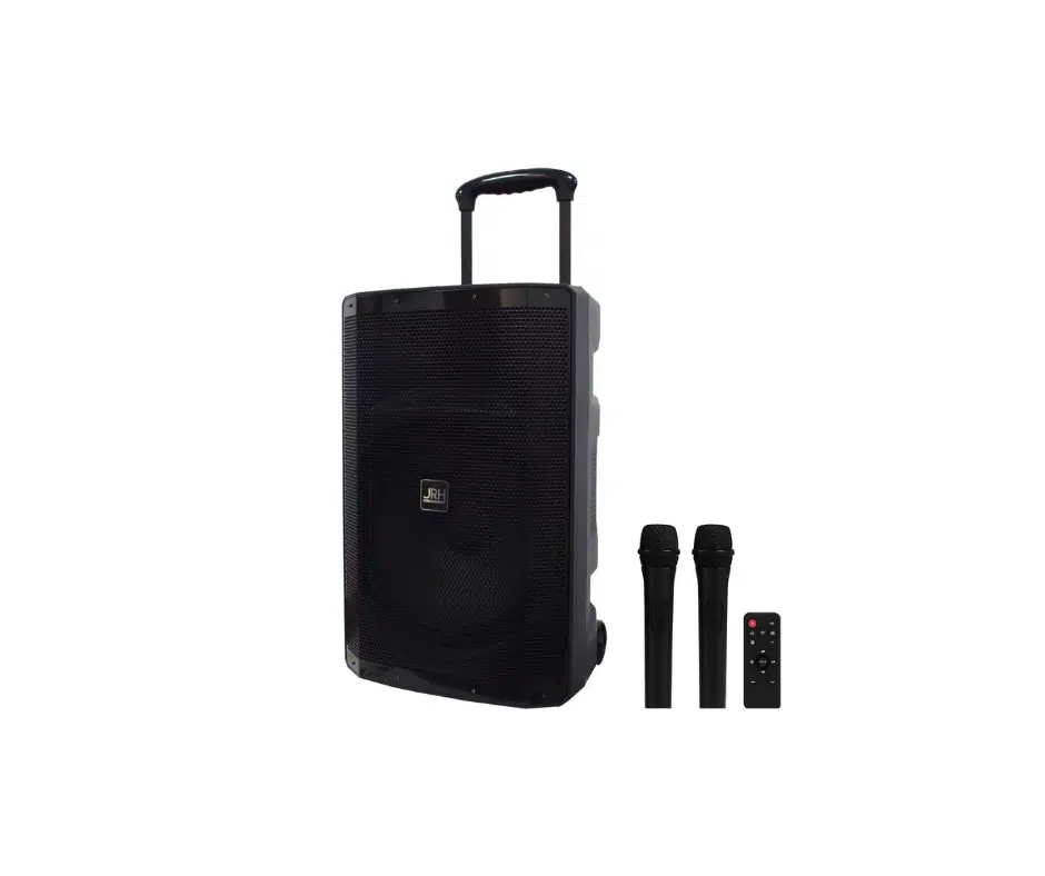 Boxă Portabilă Party 1200W cu Bluetooth, Trolley cu Roți și 2 Microfoane Wireless – Sistem Audio Karaoke Puternic pentru Petreceri și Evenimente