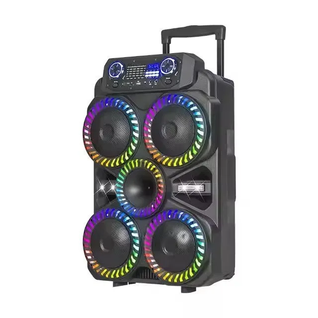 Boxă Portabilă Kolav 8" cu Bluetooth, TWS, Lumini LED și Microfon Wireless – Boxă Karaoke cu Baterie 4000 mAh și Trolley pentru Petreceri