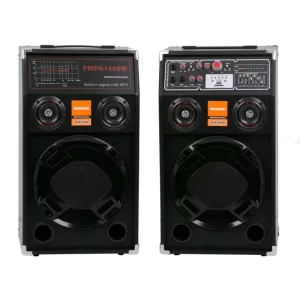 Set Boxe Active Profesionale ES-284 500W cu Bluetooth, Lumini LED și Microfon Wireless – Sistem Audio Karaoke pentru Petreceri și Evenimente