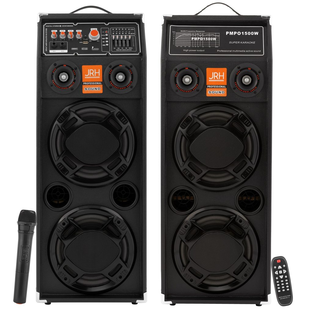 Set Boxe Active 600W cu Bluetooth, Egalizator 5 Benzi și Microfon Wireless – Sistem Audio Puternic pentru Karaoke și Evenimente