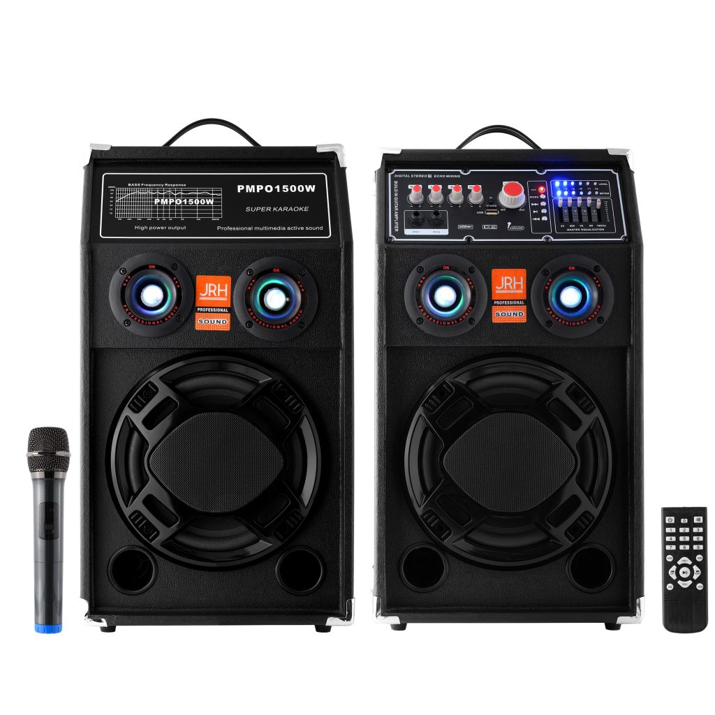 Set Boxe Active Bluetooth 500W cu Egalizator 5 Benzi, Microfon Wireless și Telecomandă – Sistem Audio Karaoke pentru Petreceri și Evenimente