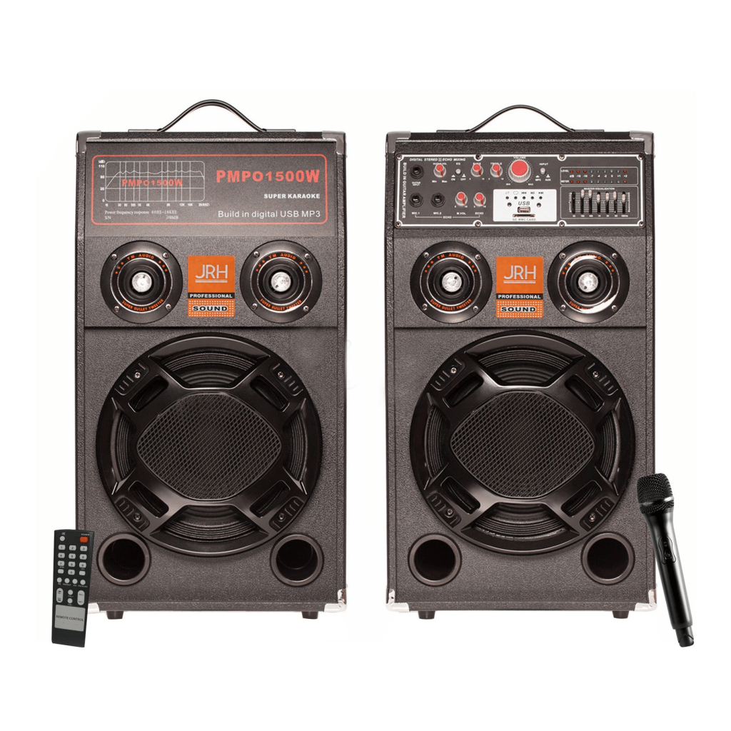 Set Boxe Active PRO 600W cu Bluetooth și Mixer Audio EQ 7 Benzi – Sistem Audio Profesional cu USB, SD și Telecomandă pentru Karaoke și Evenimente