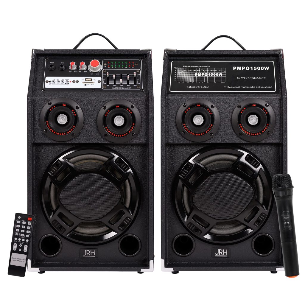 Set Boxe Active Bluetooth 500W cu Egalizator 5 Benzi și Microfon Wireless – Sistem Audio Profesional pentru Karaoke și Petreceri