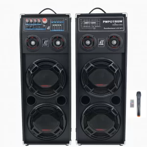 Sistem Audio Profesional 1500W cu Bluetooth, USB, Radio FM și Microfon Wireless – Set Boxe Puternice pentru Petreceri și Evenimente