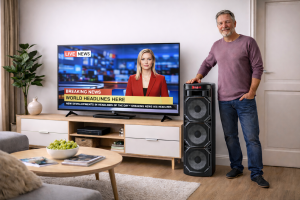 Boxa portabila 500W pentru petreceri cu 3 difuzoare, lumini LED si microfon wireless CADOU – sunet puternic