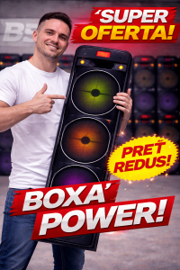 Boxa portabila 500W pentru petreceri cu 3 difuzoare, lumini LED si microfon wireless CADOU – sunet puternic